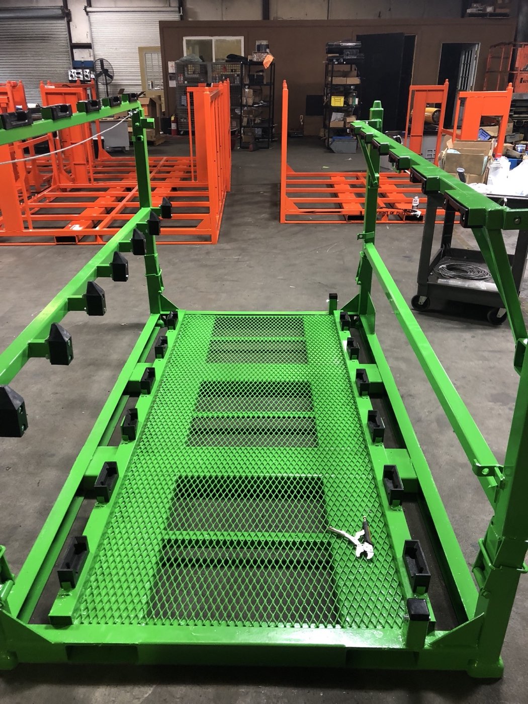 Returnable steel rack refurbished and modified back to spec by Southern Perfection Fabrication