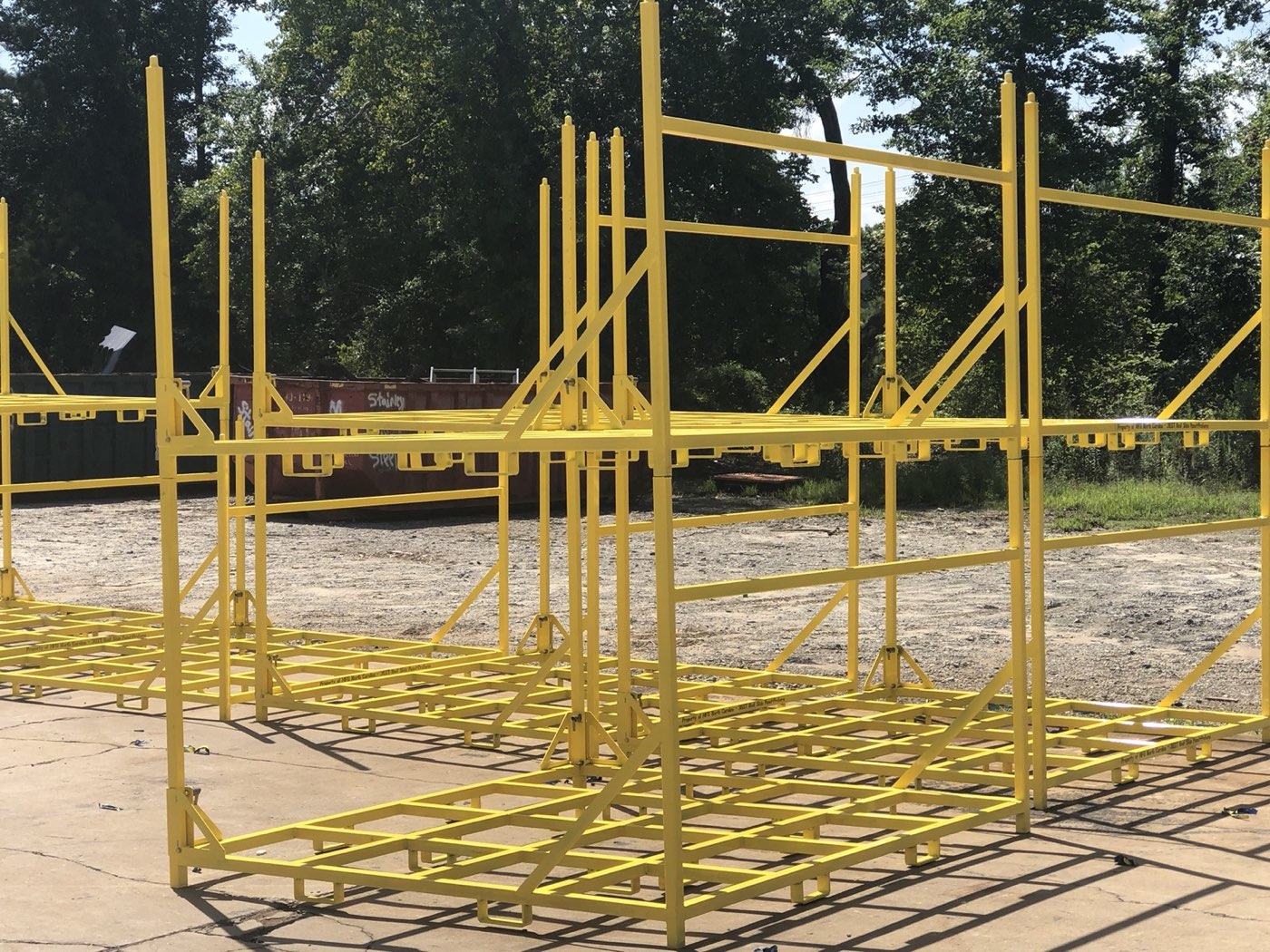 Returnable steel racks fabricated by Southern Perfection Fabrication, Byron GA