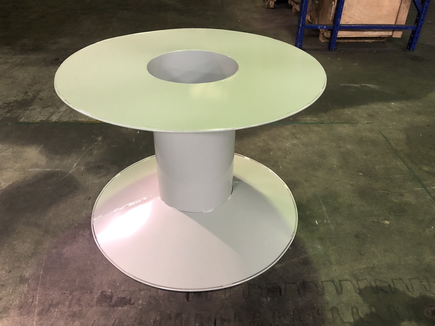Custom steel cable reel / spool fabricated by Southern Perfection Fabrication in Byron, GA